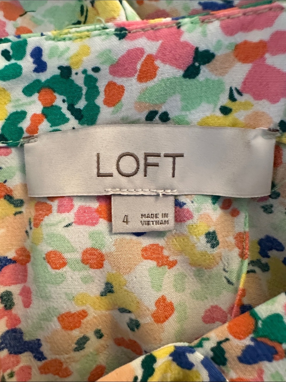 LOFT Pink Green Yellow Floral Cottagecore Summer Spring Vacation Maxi Dress Sz 4 - Picture 6 of 7